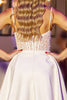 Load image into Gallery viewer, White Corset A Line Short Satin Homecoming Dress with Lace