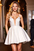 Load image into Gallery viewer, Sparkly White A Line Short Satin Homecoming Dress with Beading