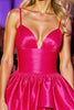 Load image into Gallery viewer, Fuchsia Satin A Line Spaghetti Straps Short Homecoming Dress