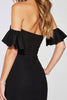 Load image into Gallery viewer, Black Satin Strapless Short Bodycon Homecoming Dress