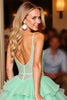 Load image into Gallery viewer, Sparkly Green A Line Short Tulle Homecoming Dress with Beading