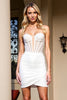 Load image into Gallery viewer, White Satin Corset Short Bodycon Homecoming Dress with Lace