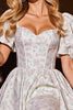 Load image into Gallery viewer, Floral White Satin A Line Short Corset Homecoming Dress