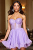 Load image into Gallery viewer, Purple A Line Strapless Short Corset Homecoming Dress with Sequins