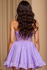 Load image into Gallery viewer, Purple A Line Strapless Short Corset Homecoming Dress with Sequins