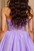 Load image into Gallery viewer, Purple A Line Strapless Short Corset Homecoming Dress with Sequins