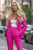 Load image into Gallery viewer, Fuchsia 2 Piece Notched Lapel Long Sleeve Business Suits with Pockets