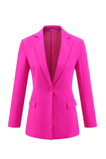 2 Piece Fuchsia Notched Lapel Long Sleeve Business Suits with Pockets