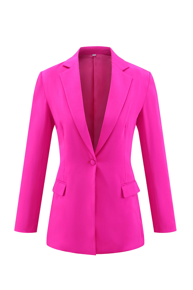 Load image into Gallery viewer, 2 Piece Fuchsia Notched Lapel Long Sleeve Business Suits with Pockets