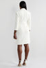Load image into Gallery viewer, White Bodycon Peak Lapel Satin Short Work Blazer Dress