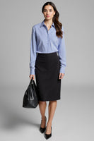 Load image into Gallery viewer, 2 Piece Blue Striped Blouse Bodycon Midi Work Skirt Business Suits