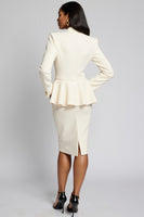 Load image into Gallery viewer, Ivory Peak Lapel Bodycon Satin 2 Piece Midi Business Suits with Ruffles