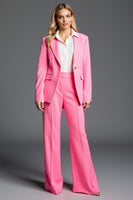 Load image into Gallery viewer, Hot Pink Peak Lapel 2 Piece Satin Business Suits