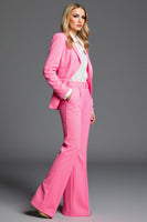 Load image into Gallery viewer, Hot Pink Peak Lapel 2 Piece Satin Business Suits