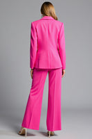 Load image into Gallery viewer, Fuchsia Long Sleeves 2 Piece Notched Lapel Satin Business Suits with Pockets