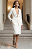 Load image into Gallery viewer, White Satin Notched Lapel 2 Piece Bodycon Midi Business Suits with Pockets