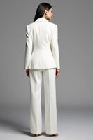 Load image into Gallery viewer, White Satin Notched Lapel 2 Piece Double Breasted Business Suits