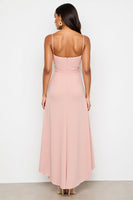 Load image into Gallery viewer, Blush Spaghetti Straps Sheath High-Low Work Dress with Ruffles