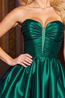 Load image into Gallery viewer, Dark Green Sain A Line Strapless Short Homecoming Dress