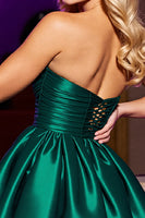 Load image into Gallery viewer, Dark Green Sain A Line Strapless Short Homecoming Dress