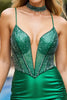 Load image into Gallery viewer, Sparkly Dark Green Corset Spaghetti Straps Short Bodycon Homecoming Dress