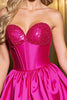 Load image into Gallery viewer, Sparkly Fuchsia Satin Corset Sweetheart Short Homecoming Dress