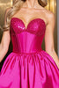 Load image into Gallery viewer, Sparkly Fuchsia Satin Corset Sweetheart Short Homecoming Dress