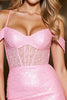 Load image into Gallery viewer, Candy Pink Bodycon Corset Short Homecoming Dress with Fringes