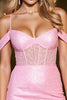 Load image into Gallery viewer, Candy Pink Bodycon Corset Short Homecoming Dress with Fringes