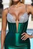 Load image into Gallery viewer, Sparkly Pine Satin Corset Short Bodycon Homecoming Dress