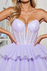 Load image into Gallery viewer, Lavender Corset Tulle A Line Strapless Short Homecoming Dress