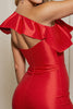 Load image into Gallery viewer, Red Bodycon One Shoulder Short Satin Homecoming Dress with Fringes
