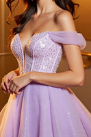 Load image into Gallery viewer, Lilac Sparkly Corset A Line Tulle Short Homecoming Dress