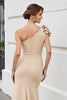 Load image into Gallery viewer, Apricot Satin Sheath Long Mother of the Bride Dress with Ruffles