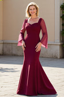 Load image into Gallery viewer, Burgundy Satin Mermaid Long Mother of the Bride Dress