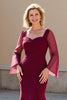 Load image into Gallery viewer, Burgundy Satin Mermaid Long Mother of the Bride Dress
