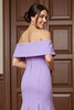 Load image into Gallery viewer, Lilac Satin Mermaid Long Mother of the Bride Dress with Appliques