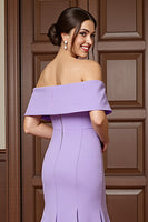 Load image into Gallery viewer, Lilac Satin Mermaid Long Mother of the Bride Dress with Appliques