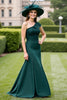 Load image into Gallery viewer, Pine Satin Long Mermaid Mother of the Bride Dress with Appliques