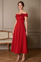 Load image into Gallery viewer, Dark Red A Line Long Satin Mother of the Bride Dress