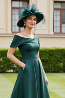 Load image into Gallery viewer, Pine A Line Satin Long Mother of the Bride Dress with Pockets