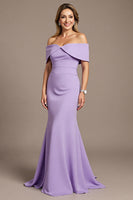 Load image into Gallery viewer, Lilac Satin Mermaid Long Mother of the Bride Dress