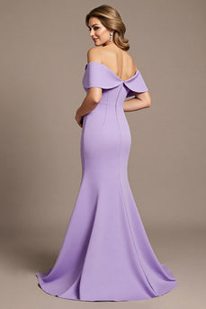Lilac Satin Mermaid Long Mother of the Bride Dress