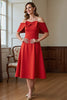 Load image into Gallery viewer, Red A Line Satin Midi Mother of the Bride Dress with Bow