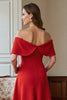 Load image into Gallery viewer, Red A Line Satin Midi Mother of the Bride Dress with Bow