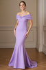 Load image into Gallery viewer, Lilac Satin Off the Shoulder Mermaid Long Mother of the Bride Dress