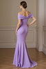 Load image into Gallery viewer, Lilac Satin Off the Shoulder Mermaid Long Mother of the Bride Dress