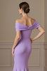 Load image into Gallery viewer, Lilac Satin Off the Shoulder Mermaid Long Mother of the Bride Dress