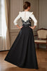 Load image into Gallery viewer, Black and White Satin V-Neck Long Mother of the Bride Dress