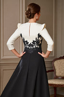 Load image into Gallery viewer, Black and White Satin V-Neck Long Mother of the Bride Dress